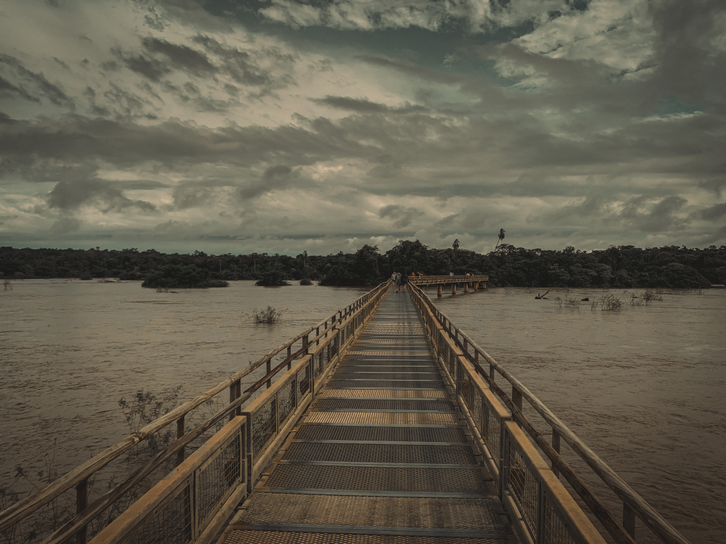Boardwalk across Iguazu river Argentina